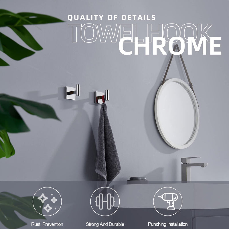 KOKOSIRI Robe Hook Bathroom Towel Coat Hooks for Bath Kitchen Wall 2 Pack Chrome Stainless Steel B1013CH-P2 Polished Chrome