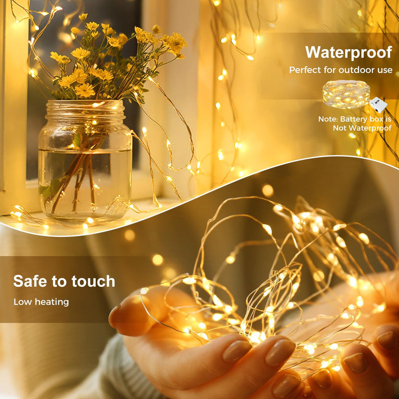 kolpop 30 Pack LED Fairy Lights Battery Operated, 7FT 20 LED Mini Twinkle String Lights Battery Powered Waterproof for Christmas Mason Jars Party (Warm White) Warm White