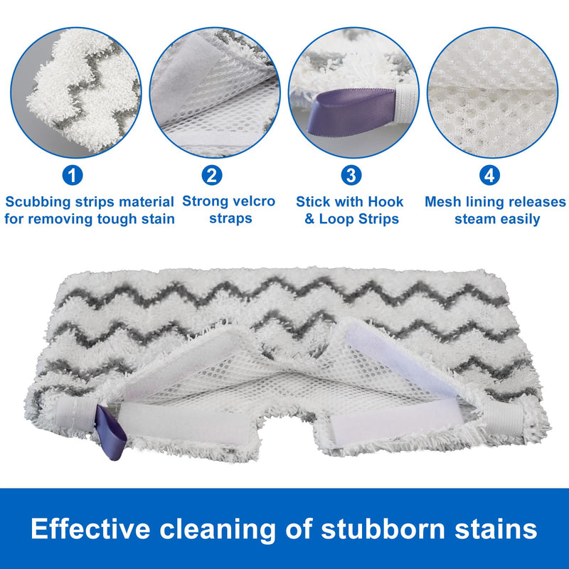6 Pack S3501 S3601 Steam Mop Replacement Pads for Shark S3501 S3601 S3550 S3801 S3901 S3601D S3801CO S3901D S3455K S2902 SE450 Steam and Scrub Pocket Mop Steamer Pads Washable 6 Pack