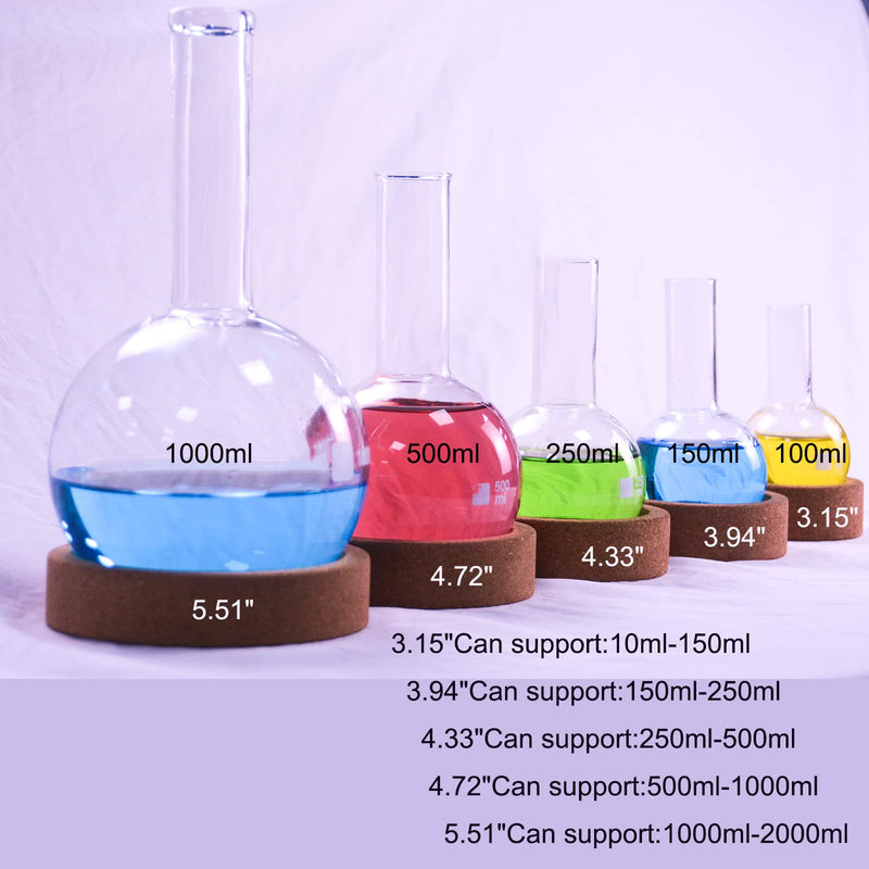 Cork Stand - Lab Flask Support, Holder for Round Bottom Flasks, 5 Sizes (80mm-140mm, 5) 80mm/3.15in-140mm/5.51in