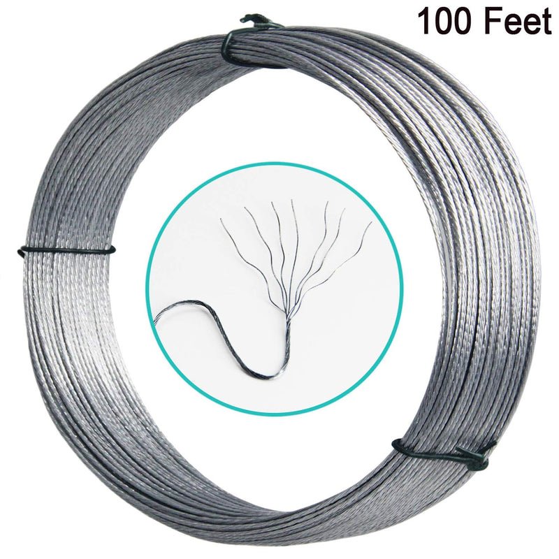 Picture Hanging Wire #2 100-Feet Braided Picture Wire Heavy for Photo Frame Picture,Artwork,Mirror Hanging,Supports up to 30lbs 100 Feet-Silver