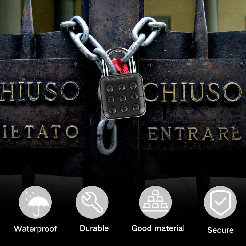 Combination Lock, 6 Digit Password Locker Lock, Aluminum Alloy Code Digital Padlock, Push Button Security Safe Padlock, Combination Padlock for Gym and School Lockers(black) Black
