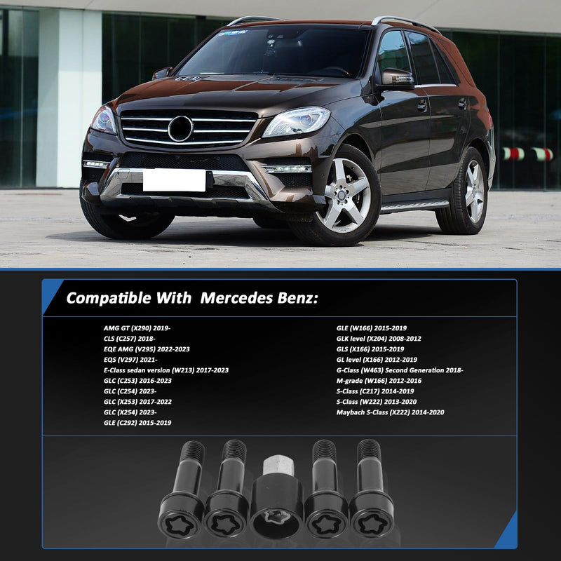 MUNIK 0019901707 Rim Locks Bolt M14 X 1.5 X 45 Replace# A0019901707 0019901707 for Benz AMG C300 E300 E350 S450 GLC300 CLS450 C43 C63 GLC43 S63 S65