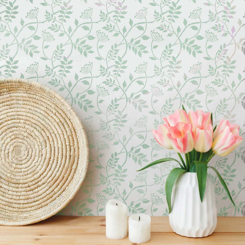 GSS Designs 12x12Inch Trailing Leaf Pattern Wall Stencil for Painting Botanical Leaves DIY Home Decor Stencils Stencils for Painting on Walls Wood Furniture Crafts Leaf 12'' x 12''