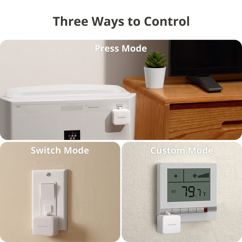 Switchbot Smart Switch Button Pusher (Bluetooth) – Fingerbot for Rocker Switch/One-Way Buttons, App Timer Control, No Wiring, Optional Hub Required for Voice/Remote, White Bot+Remote