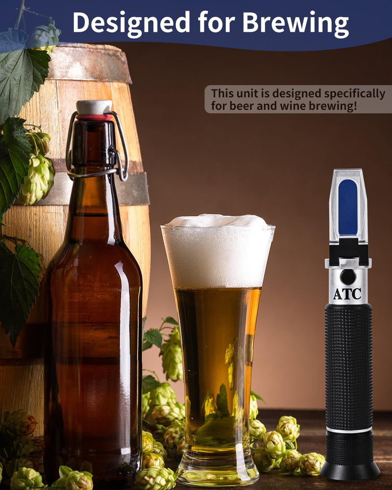 Brix Refractometer, Brix Meter Refractometer with ATC, Dual Scale Refractometer Brix 0-32% & Specific Gravity 1.000-1.130, Lab Refractometer for Wine Making, Beer Brewing, Fruit, Sugar Content - NewNest Australia