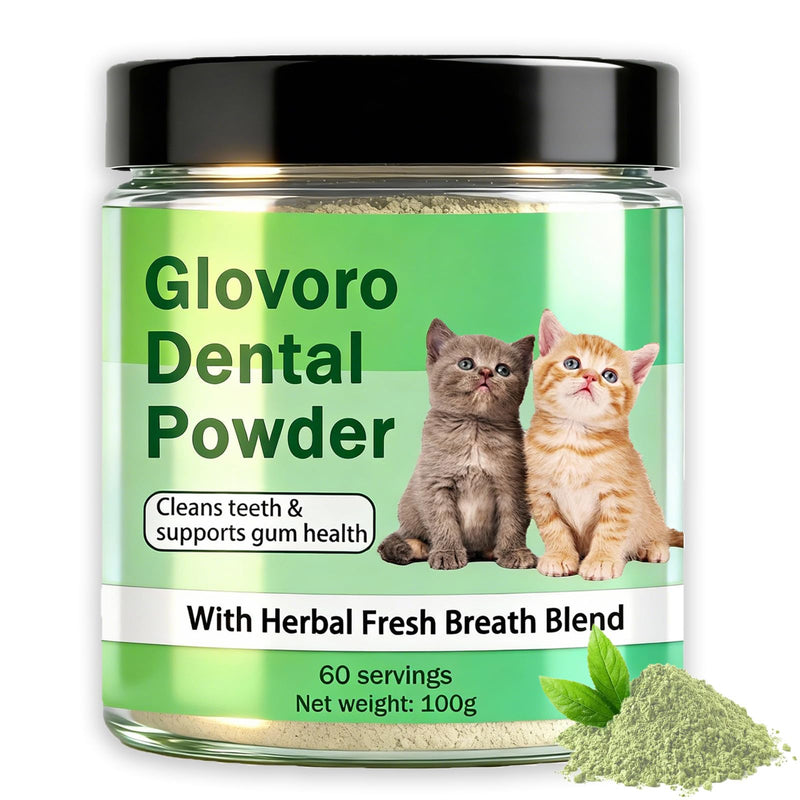 Glovoro Dental Powder for Cats, Cat Dental Powder, Relieve Gum Redness Tartar, Breath Freshener,Daily Dental Care Powder, 100g
