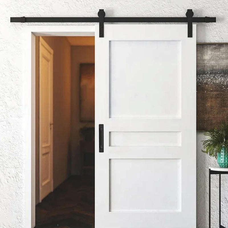 Ravinte Barn Door Handles 2 Pack Sliding Door Handle 5" Hole Center Barn Door Handles Black Cabinet Handles Door Pull Handle Zinc Alloy Door Pulls with Plate for Sliding Closet Door Handle 5 In Hole Centers