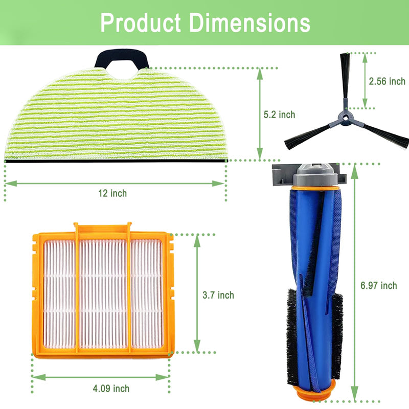 Replacement Parts for Shark AV2610WA RV2610WA Matrix Plus 2- in-1 Robot Vacuum Cleaner,1 Main Brush,3 Filters,3 Mop Pads,6 Side Brushes,1 Pre Filter,1 Filter&1 Pre-Motor Foam&Felt Filter AV2610WA Parts