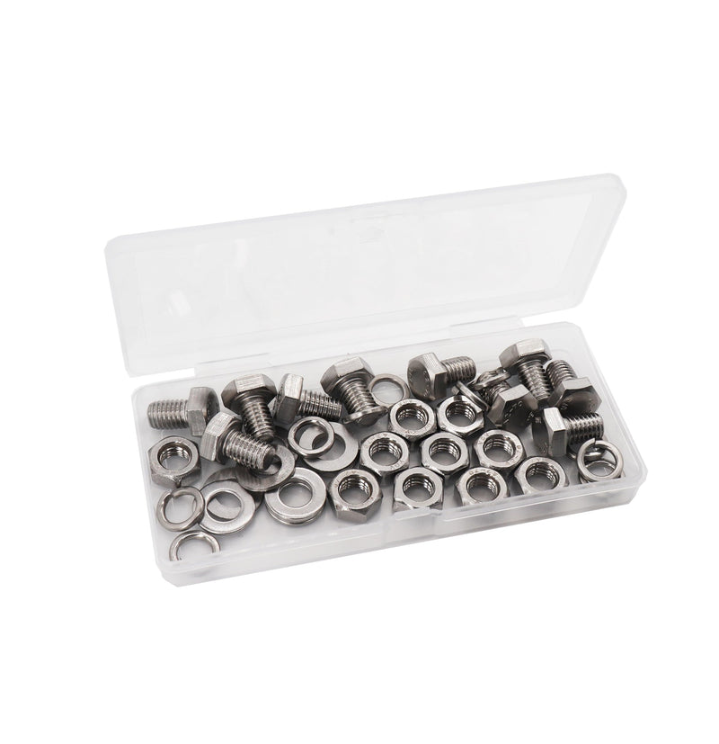 binifiMux 10-Pack M8 x 25mm Hexagon Screws Hex Bolts with M8 Hex Nuts M8 Flat Washers/Spring Lock Washers Set, 304/18-10, Plain Finish M8 x 25mm 40pcs