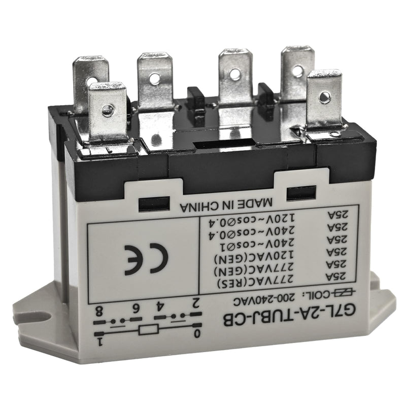 G7L-2A-TUBJ-CB-AC200/240 General Purpose Relay - DPST-NO with Test Button - Quick-Connect Terminal for Easy Installation Flame Resistant