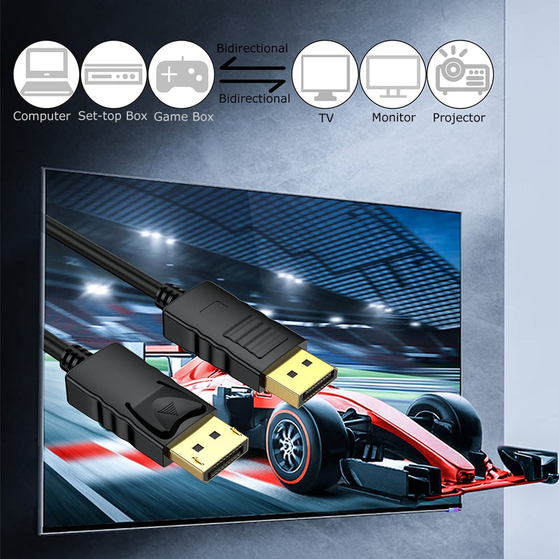 DisplayPort Cable 3FT 10-Pack, Display Port to Display Port Cable, Gold-Plated, Supports 4K@60Hz, 2K@165Hz, Compatible for Monitor, Computer, Laptop, Graphics Card, Docking Station Black