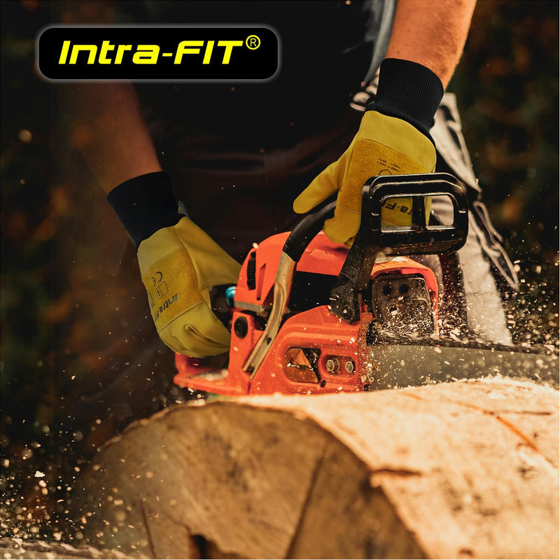 Chainsaw Gloves Saw Protection on Left Hand Back, EN ISO 11393-4, Cut-resistance Gloves Cow leather Palm X-Large 7831(left Hand,class 2)