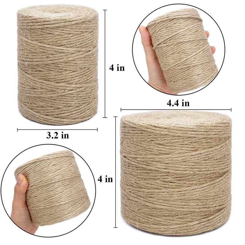 500FT Jute Twine Rope 3mm Natural Thick Garden Twine String Heavy Duty for Gardening Bundling Crafts Arts Gift Wrapping Packing Material Wedding Christmas Decoration Bulk 500.0 Feet