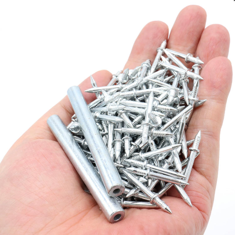 200Pcs Double-Head Skirting Thread Seamless Nail, Skirting Line Without Marks Nail,Invisible Security Screws,Solid Wood Baseboard Double-Headed Nails,Equipped with Nail Specific Sleeve Tool 200