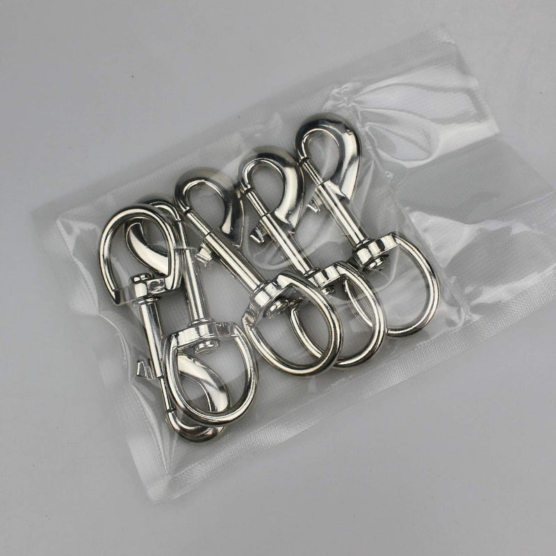 5pcs 3.5'' by 1/2-Inch Round Steel Swivel Eye Bolt Snap Hook - Use for Pet Leash Flag Pole Key Chain Clothlines Tarp Cover,Nickel Plated (3.5",5pcs)
