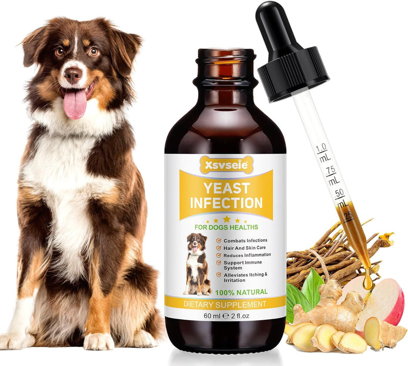 Natural Yeast Infection Treatment for Dogs • Itch Relief • Dog Allergy Relief • Inflammation Relief • Dog Ear Infection • Yeast Infection Treatment for Dogs • Dog Ear Infection Treatment • 2 Oz 2 Fl Oz