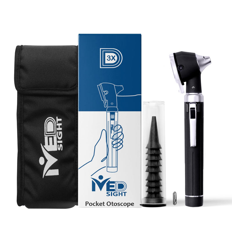 Otoscope - Ear Scope Otoscope with Light- Portable Ear Infection, Wax Detector- Ear Otoscope for Doctors, Nurses, & Students-(Black Color) Black