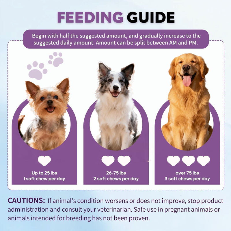 Calming Chews for Dogs Anxiety Relief Treats with Melatonin Sleep Aid Relaxing Bites Stress Relief During Fireworks, Travel, Barking, Thunder, Separation, Storms, Check-ups - 120 Ct
