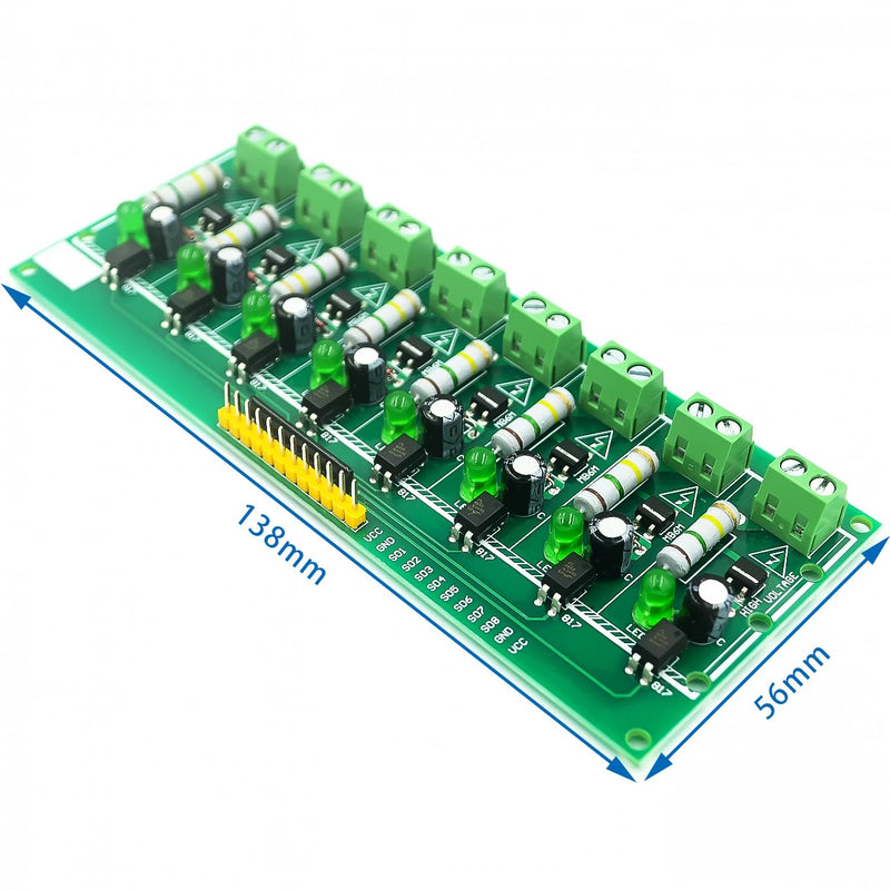 HiLetgo AC 220V Optocoupler Module AC Optocoupler Alternating Current Detect Module 3-5V or PLC 24V Level Power for PLC MCU(8 Channel) 8CH