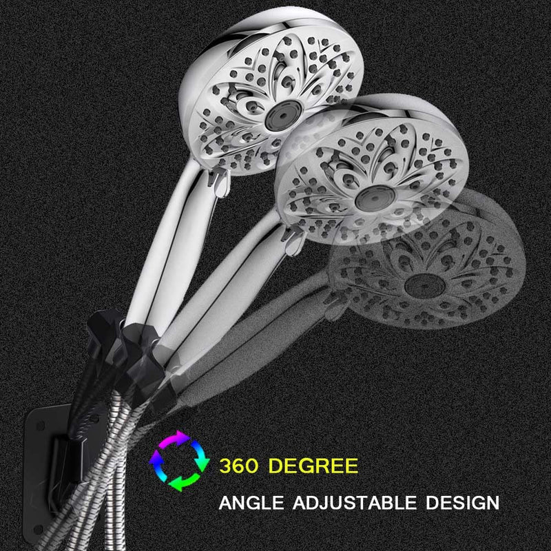 Shower Head Holder Strong Adhesive 360 Degree Rotatable Adjustable Handheld Shower Wand Holder Wall Mount Bracket for Bathroom (Black) Black
