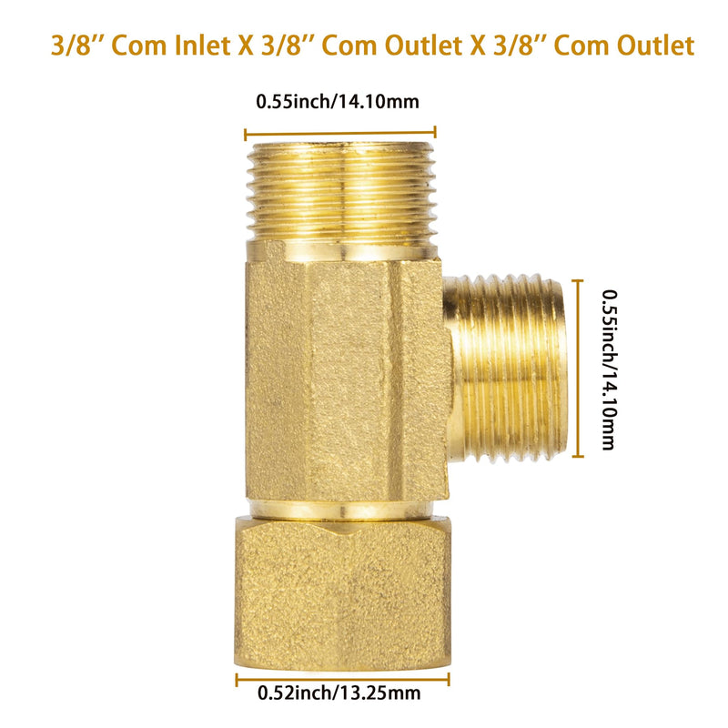 Lead-Free Brass Angle Stop Add-A-Tee Valve,3/8-Inch Compression Inlet X 3/8-Inch Compression Outlet X 3/8-Inch Compression Outlet 2 Pack 3/8x 3/8x 3/8