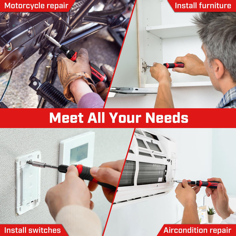 Multi Ratcheting Screwdriver Set: 21 in 1 Magnetic Multiple bits Suitable for Everyday Household Use 21-in-1 Screwdriver