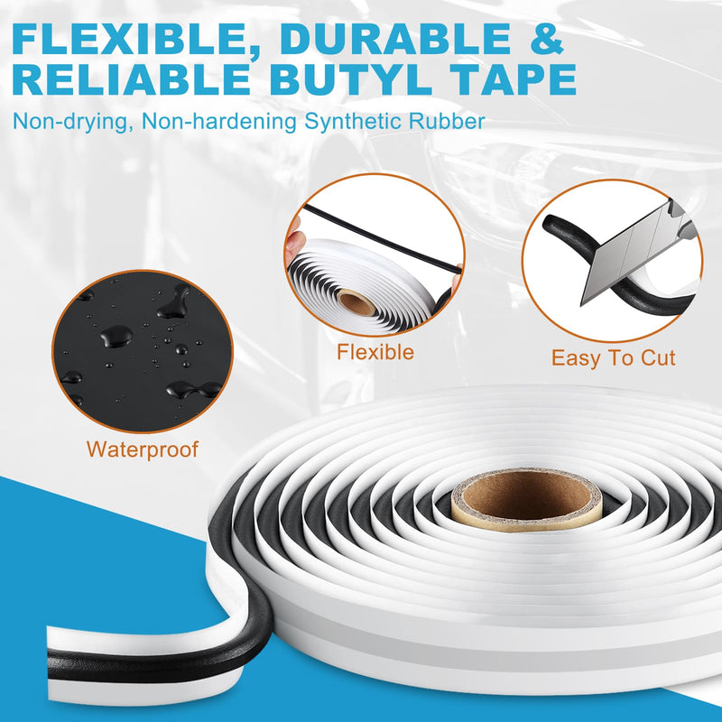 Butyl Sealant Tape, 13Ft Headlight Sealant, Butyl Rubber Sealant for Automotive (Car, RV, Marine) for Installing Car Part, Windows, Doors and Windshield etc. - 1 Roll
