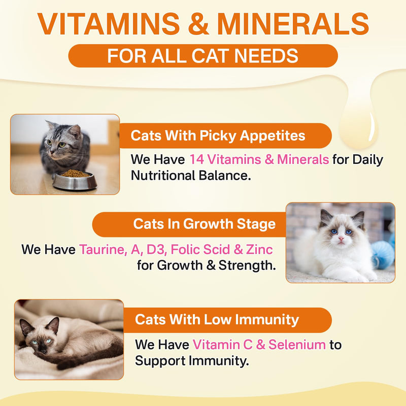 Puyrzoe Multi-Pet Wellness Bundle – Dog Yeast Support Oral Drops + Cat Multivitamin Chews with Taurine & 14 Vitamins, Daily Nutrition & Immune Support for Cats & Dogs