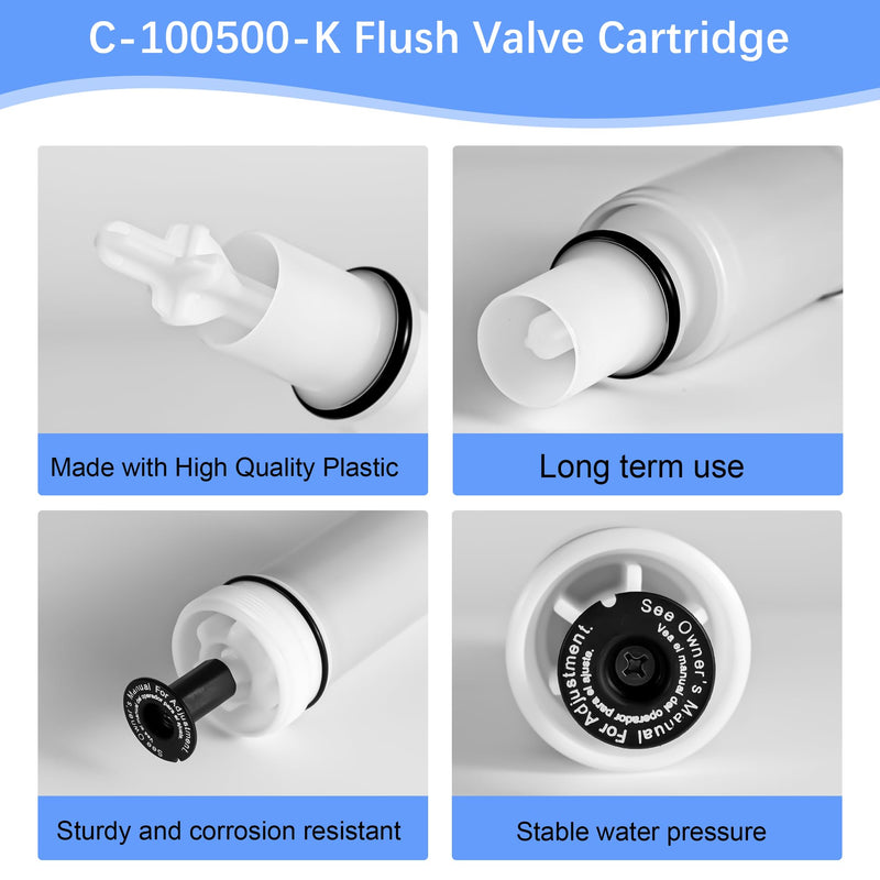 C-100500-K Flush Valve Cartridge Assembly, for 500, 501, 501A, 501B, 503, 504 Series Tank System, Compatible with M-101526-F3, M-101526-F4 Pressure Assist Tank