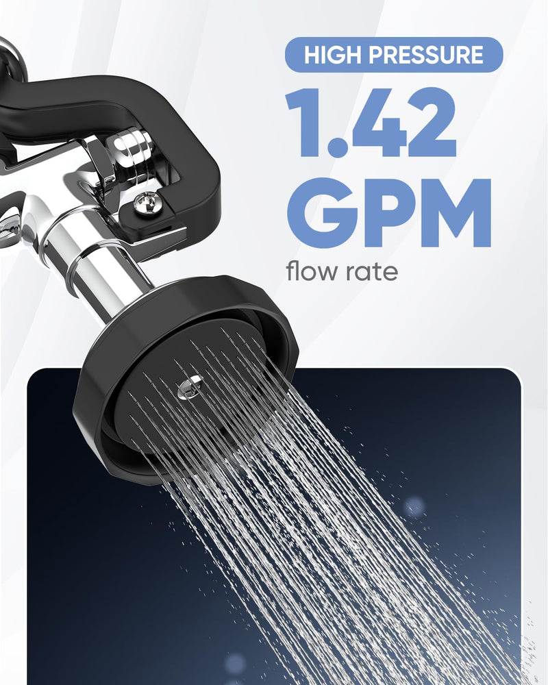 Pre Rinse Sprayer Dishwash for Kitchen: Rnatflu Commercial Sink Faucet Sprayer Head Replacement Part - 1.42 GPM High Pressure Handheld Washing Pull Down Spray Valve Assembly Black Square