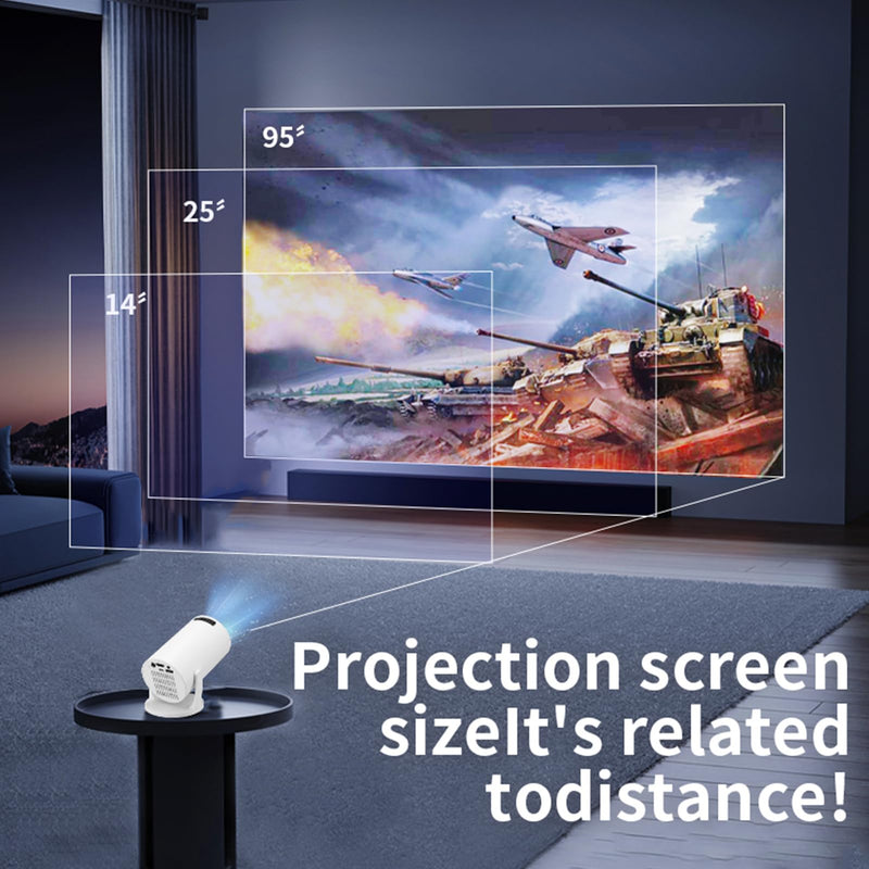 Small Projector with WLAN 6 and BT, 1080P Projector, 270° Adjustable Auto Keystone Home Projector, Projector, for Laptop, PC, Smartphone