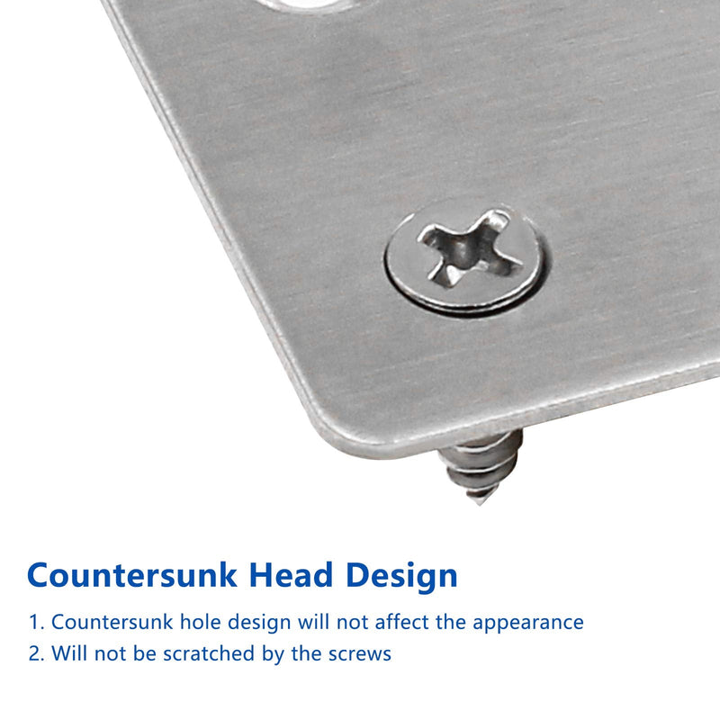 BokWin 12Pcs Flat Straight Mending Plates, 2.4" x 1.5" Mounting Bracket Plate, 0.05" Thickness Stainless Steel Straight Corner Brackets, Heavy Duty Flat Corner Brace for Furniture Repair with Screws 60x38mm/2.4"x1.5" (Silver) 12