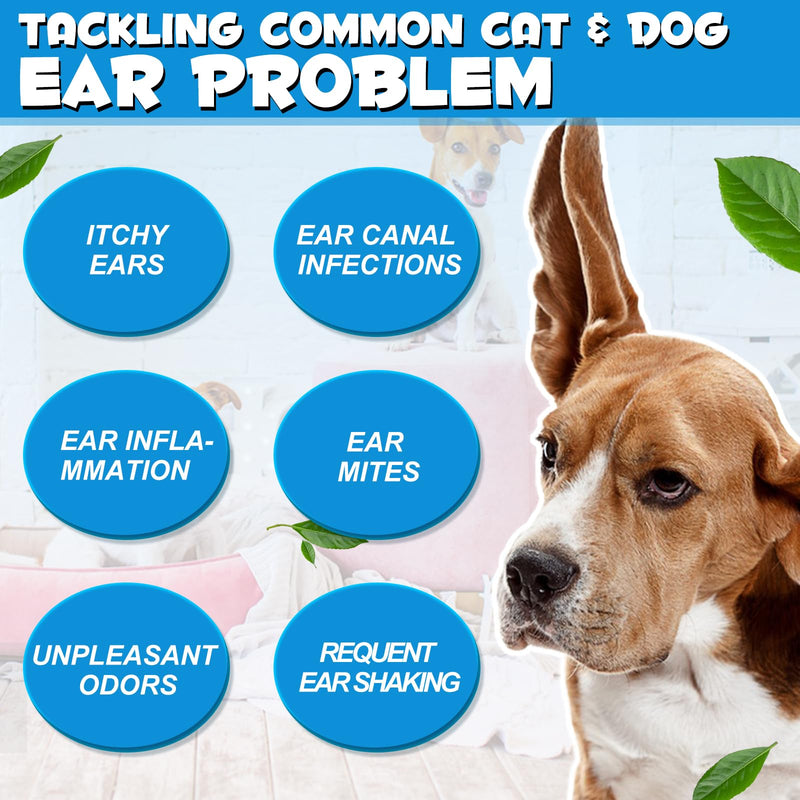 2Pcs Ear Drops for Dogs&Cats, Dog Ear Infection Treatment Drops with 1% Hydrocortisone for Dog Yeast Ear Infections, Soothes Itchy Ears, Prevents Infections, Safe for Puppies, Adult Dogs & Cats 2.02fl 2Pack-60ml