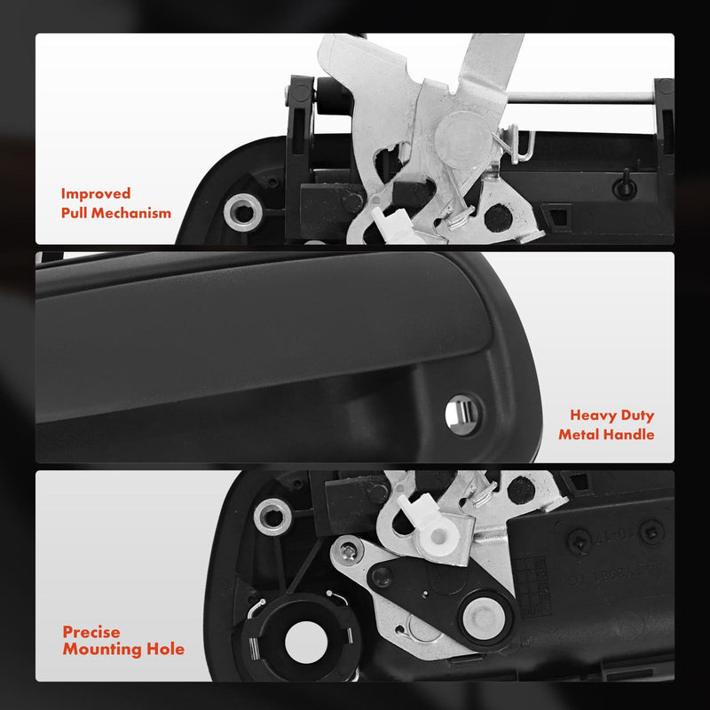 A-Premium Upgraded Metal Tailgate Handle Latch - Compatible with Toyota Tundra 2000-2006 - Textured Black, with Keyhole, Exterior Tailgate Handle Assembly - Replace Parts 69090-OC010, TO1915110 Upgraded Metal - Textured Black
