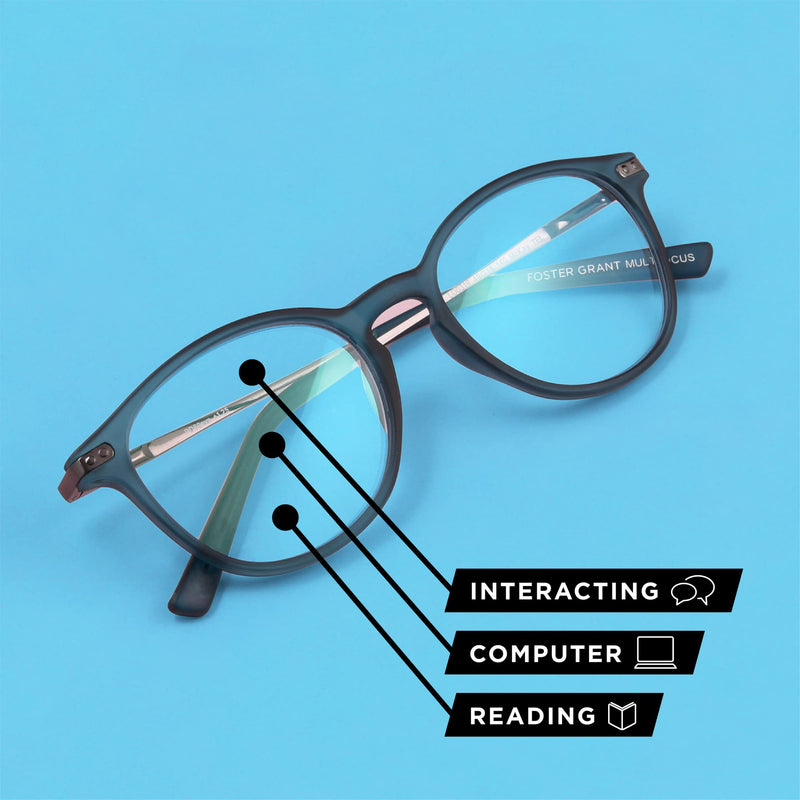 Foster Grant Conan Multifocus Reading Glasses Shiny Black/Transparent 2.5 x
