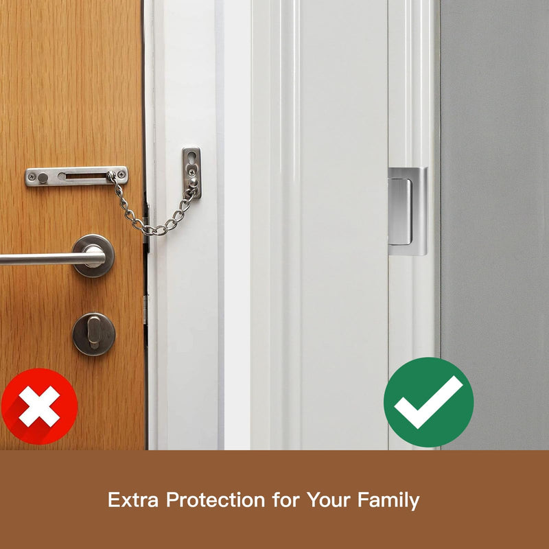 Home Security Door Lock, Childproof Door Reinforcement Lock for Inward Swinging Door, Door Locks for Kids Safety to Prevent Unauthorized Entry (White, 3 Pack) White