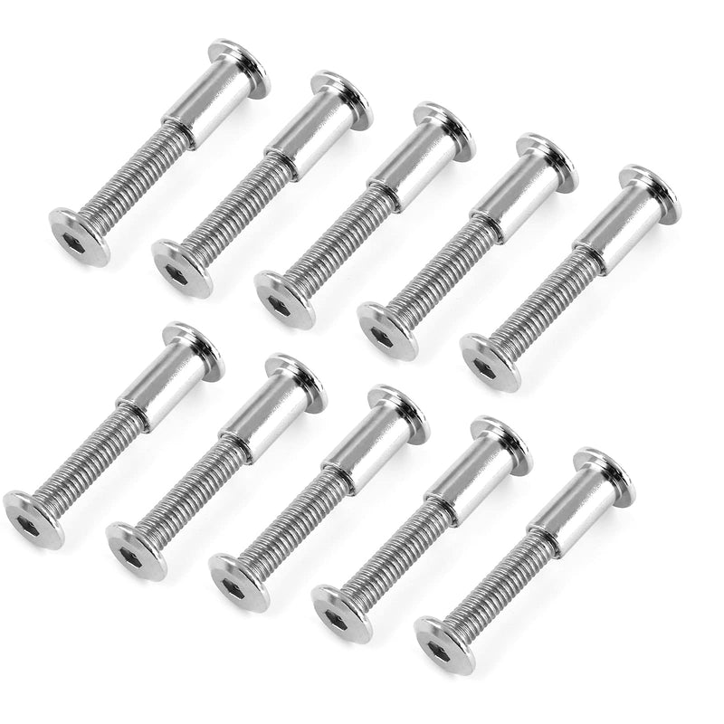 10 Pair(20 Piece) M6x35mm Hex Drive Socket Cap Bolt with Allen Wrench, Silver Furniture Connector Bolts M6 Countersunk Screw Barrel Nuts Binding Screws for Crib Replacement Belt Cabinet