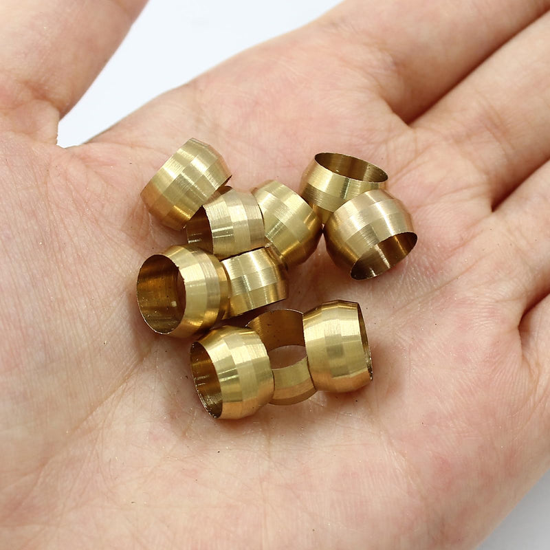 30 Pcs Brass Compression Fitting Ferrule Sleeve, 1/2" Tube OD Brass Compression Tube Fitting 1/2" - 50PCS