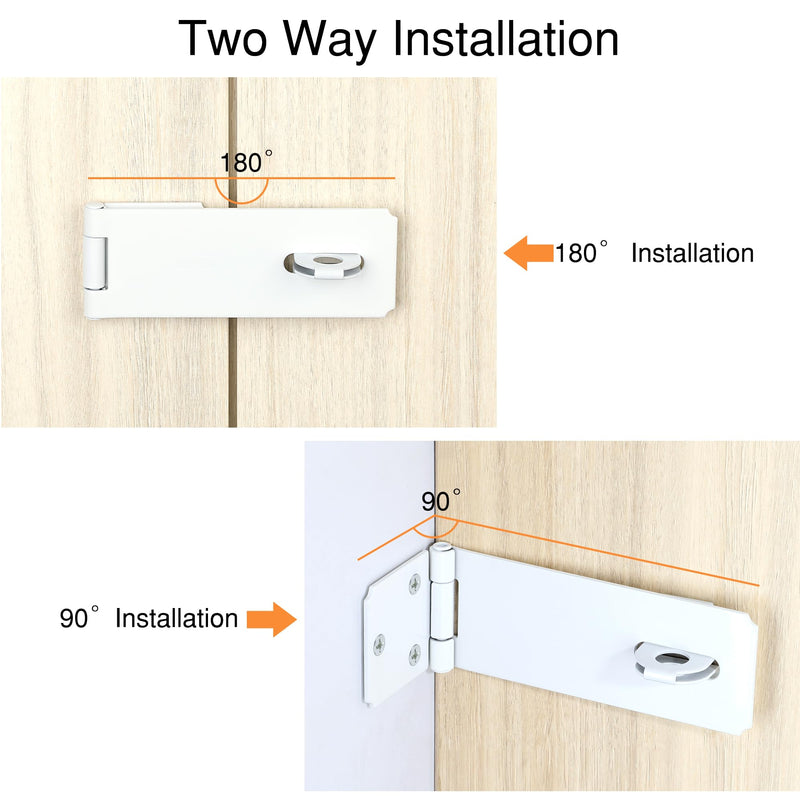 Alise Door Hasp Locks Latch,3 Inch SUS 304 Stainless Steel Packlock Clasp Hasp Lock Latch,Hinge Lock Padlock with Screws for Doors, White Finish 1 Pack 3 Inch