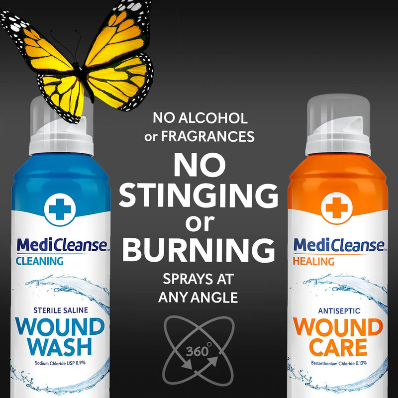 First Aid Sterile Saline Wound Wash and Antiseptic Wound Care Kit, 7.4 Ounce, Pack of 2 - Made in USA Saline Wound Wash & Antiseptic Wound Care Kit
