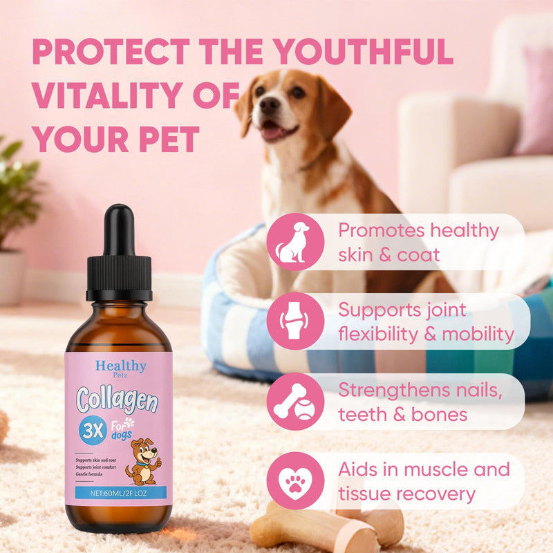 Healthy Petz Premium Liquid Collagen, HealthyPetz Liquid Collagen for Dogs, Supports Joint Relief & Healthy Skin Coat, Gut Health, Premium Collagens Supplement, 2 fl.oz