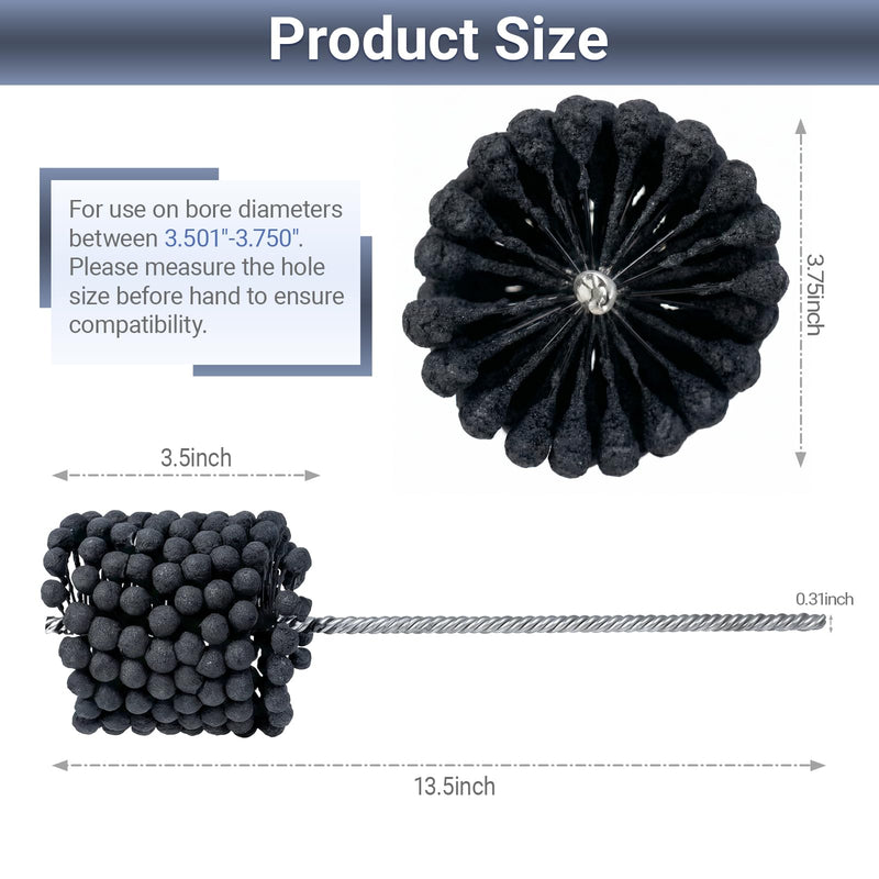 Cylinder Hone, 240 Grit Silicon Carbide, 3 3/4" (95mm) Diameter Ball Hone for Hole Diameters 3 1/2" - 3 3/4", Cylinder Engine Sanding Brush for Mild Steel, Stainless Steel, and Cast Iron 240.0 3-3/4"