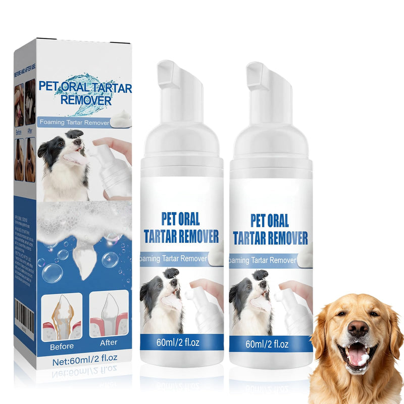 2Pcs Pet Dental Tartar Remover Spray,Pet Oral Tartar Remover Spray,Pet Dental Foaming Care Spray,Dog Teeth Cleaning Foam for Dogs & Cats,Support Clean & Teeth and Aid in Daily Oral Use,120ML