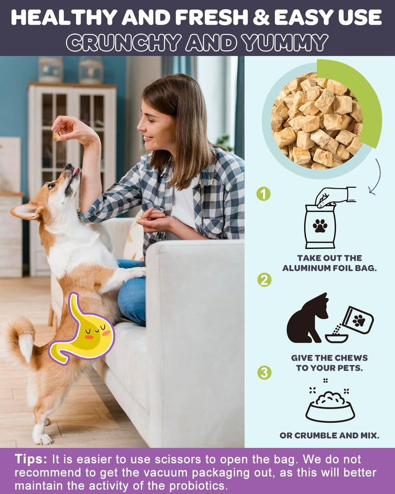 NATURE TARGET Probiotics for Dogs, 6 Billion CFUs Dog Probiotics for Digestive Health with Prebiotic and Digestive Enzymes, Rich in Omega 3 and Vitamins for Skin & Coat, Salmon-Flavored - 120 Counts 120 Count