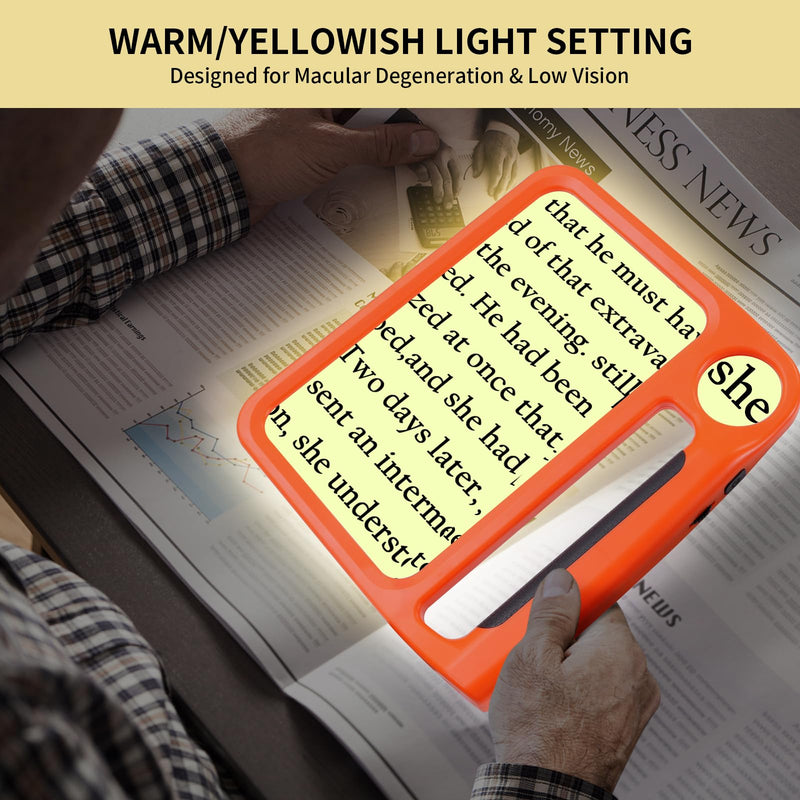 5X 10X Full-Page Magnifying Glass with Light, Rechargeable Handheld Magnifier with 3 Light Modes, 48 Lights, Clean Cloth Ideal Gift for Seniors Reading Books Inspection 5X 10X