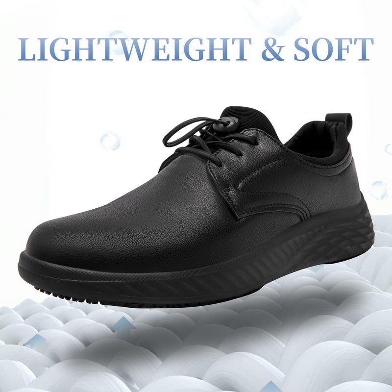 QIJGS Mens Chef Kitchen Non Slip Work Waterproof Leather Shoes Black | Food Service Shoes|Slip Resistant|Comfortable|Waterproof|Oil Resistant|Leather Shoes|Lightweight|Comfy 11