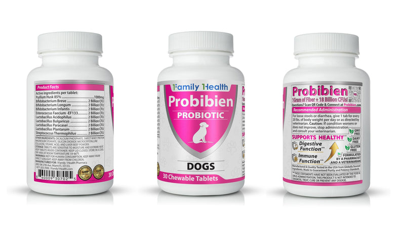 Probiotic for Dogs, 18 Billion CFUs +1 Gram of Fiber - 9 Native Gut Strains, Probiotic and Prebiotic Veterinary Supplement, Chew Tablets for Diarrhea, Gut Health and Immune Health.