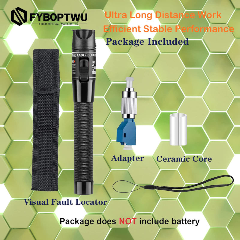 1pc Fiber Optic Visual Fault Locator VFL Fiber Optic Cable Tester with 1pcs Singlemode 9/125um FC Male to LC Female Adapter, Black Switch (Mode Number: VFL-30)