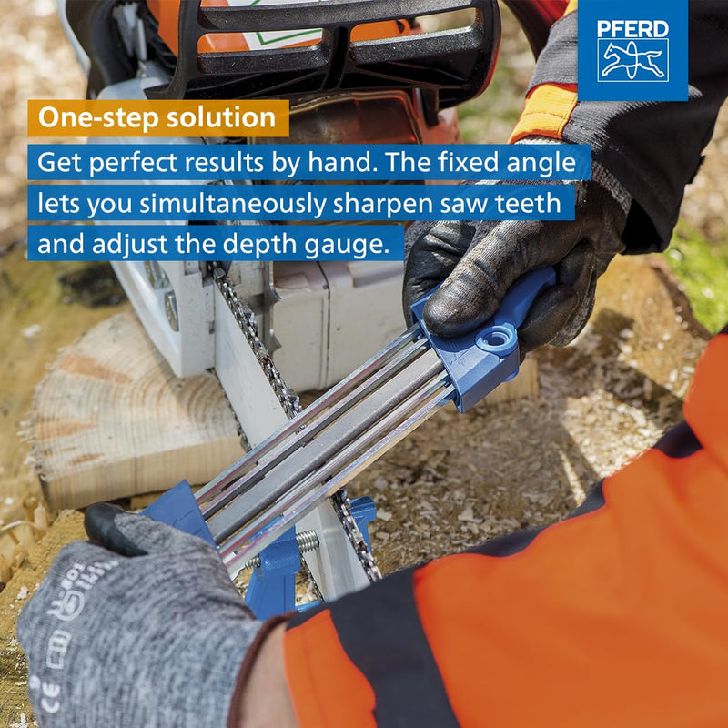 PFERD Chain Saw Sharpener Chain Sharp CS-X, File ø 1/8 inch, 17299 – Chain Saw File and Depth Gauge File in One Ergonomic Tool